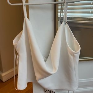 Zara White Flowy Top